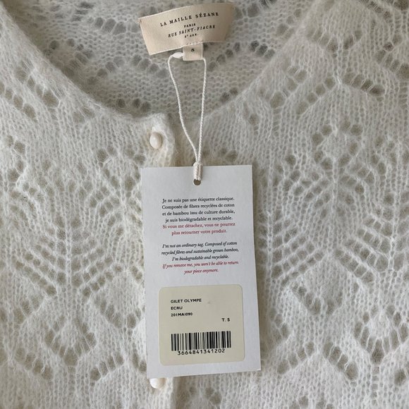 Sezane Gilet Olympe - Ecru - Size S - NWT - Picture 3 of 4
